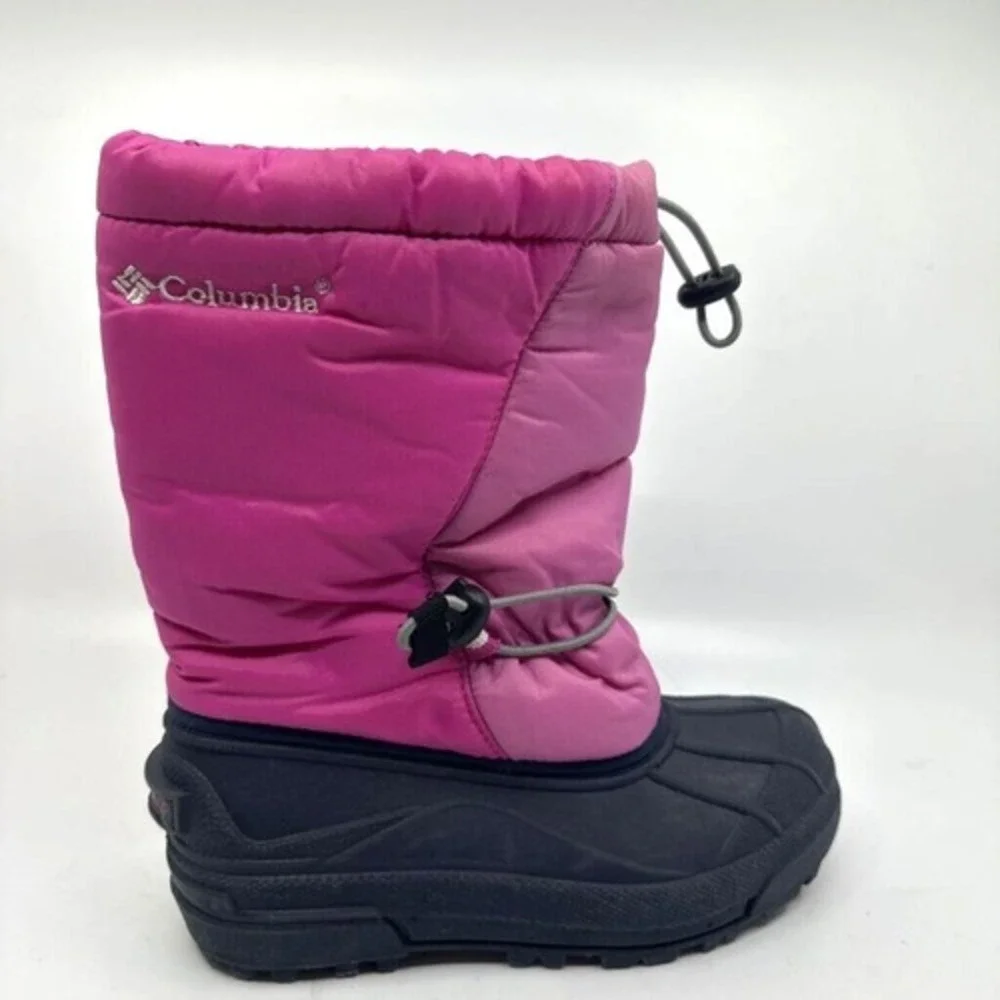 Columbia Moonridge II Snow Boots Kids Size 4 Pink Black Waterproof YY1193‎ Good